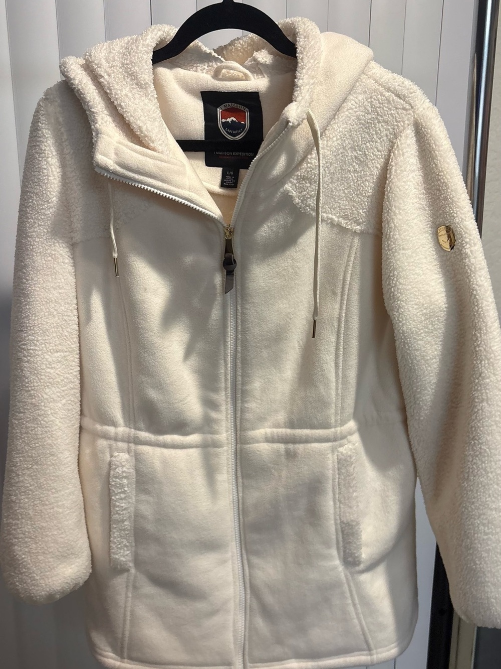 Madison Cream Hooded Teddy Fleece Jacket - Women